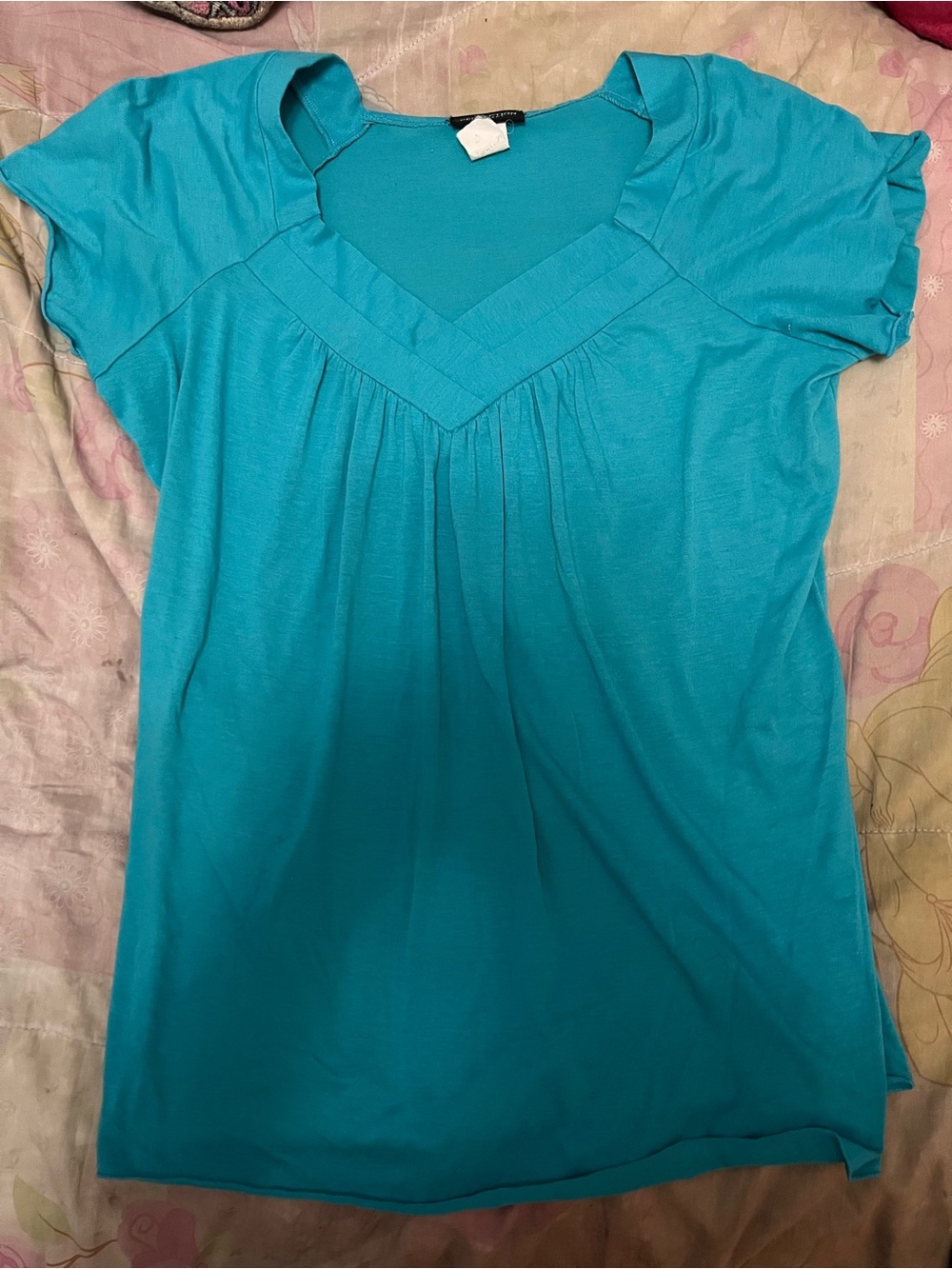 Perseption Teal V-Neck Short Sleeve Top